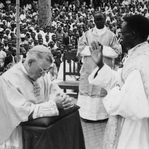 Bishop McCauley at prayer
